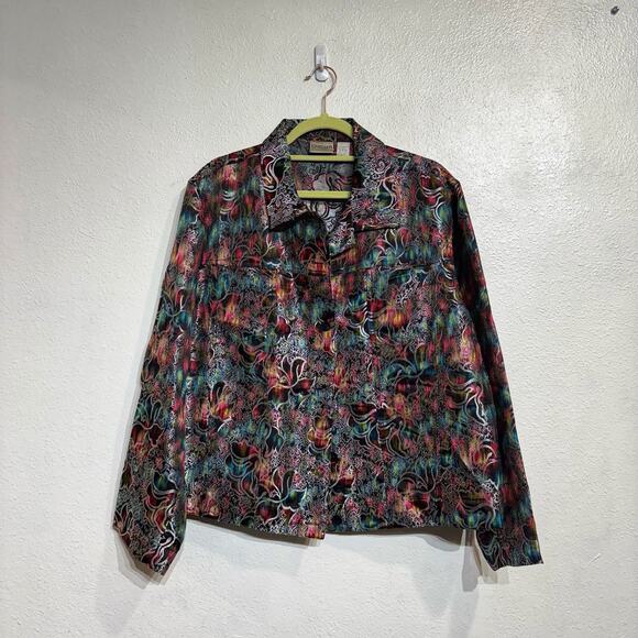 Chico's Metallic Floral Jacket Sz 3/XL - Picture 2 of 12